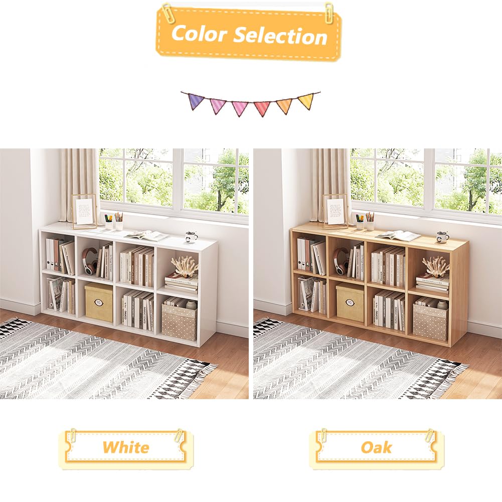8 Cube Organizer Bookcase Oak Open Shelf