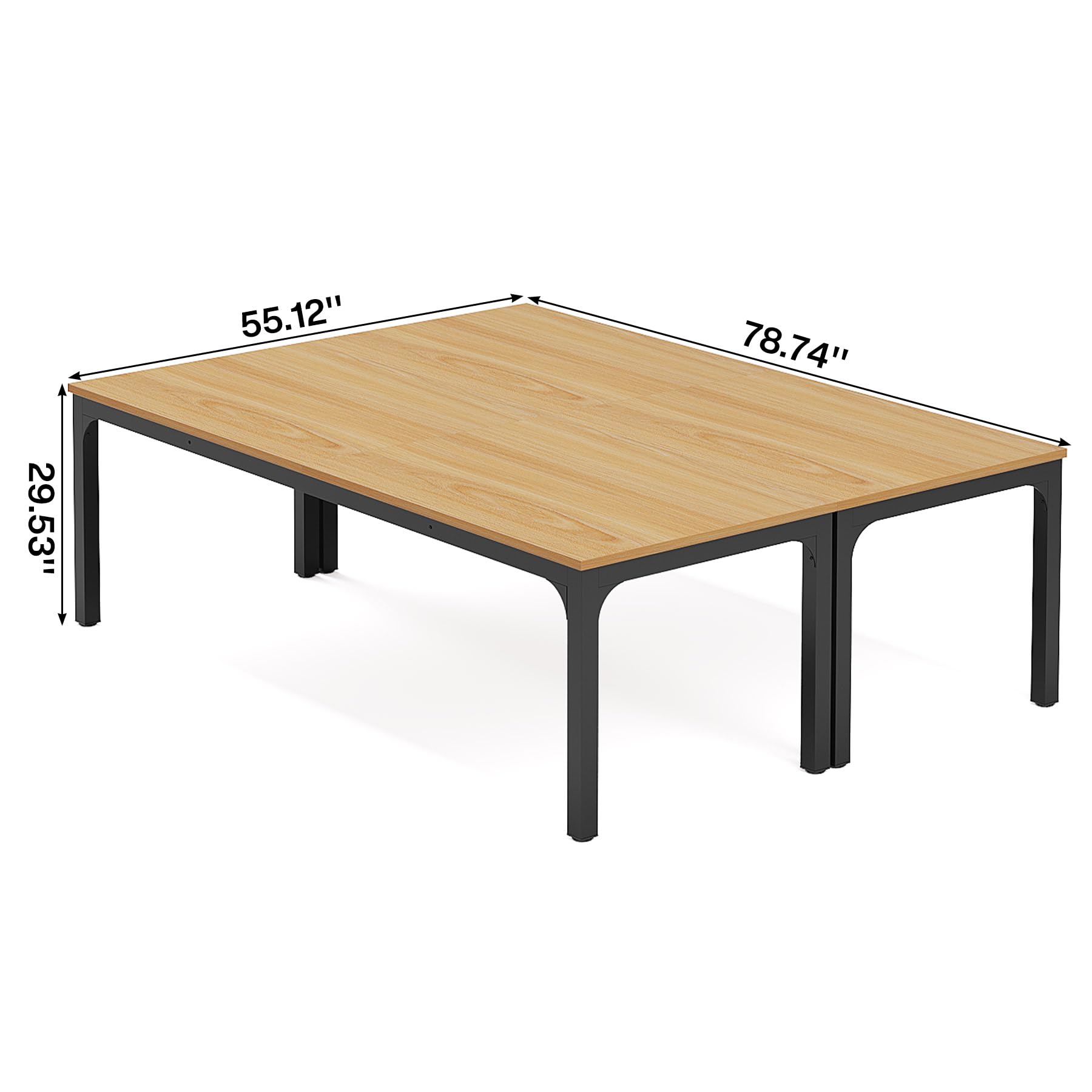 6.5 FT Conference Room Table, 78.74" W x 27.56" D Large Office Conference Table, Modern Seminar Meeting Table Desk for Boardroom, Meeting Room (2, Natural)