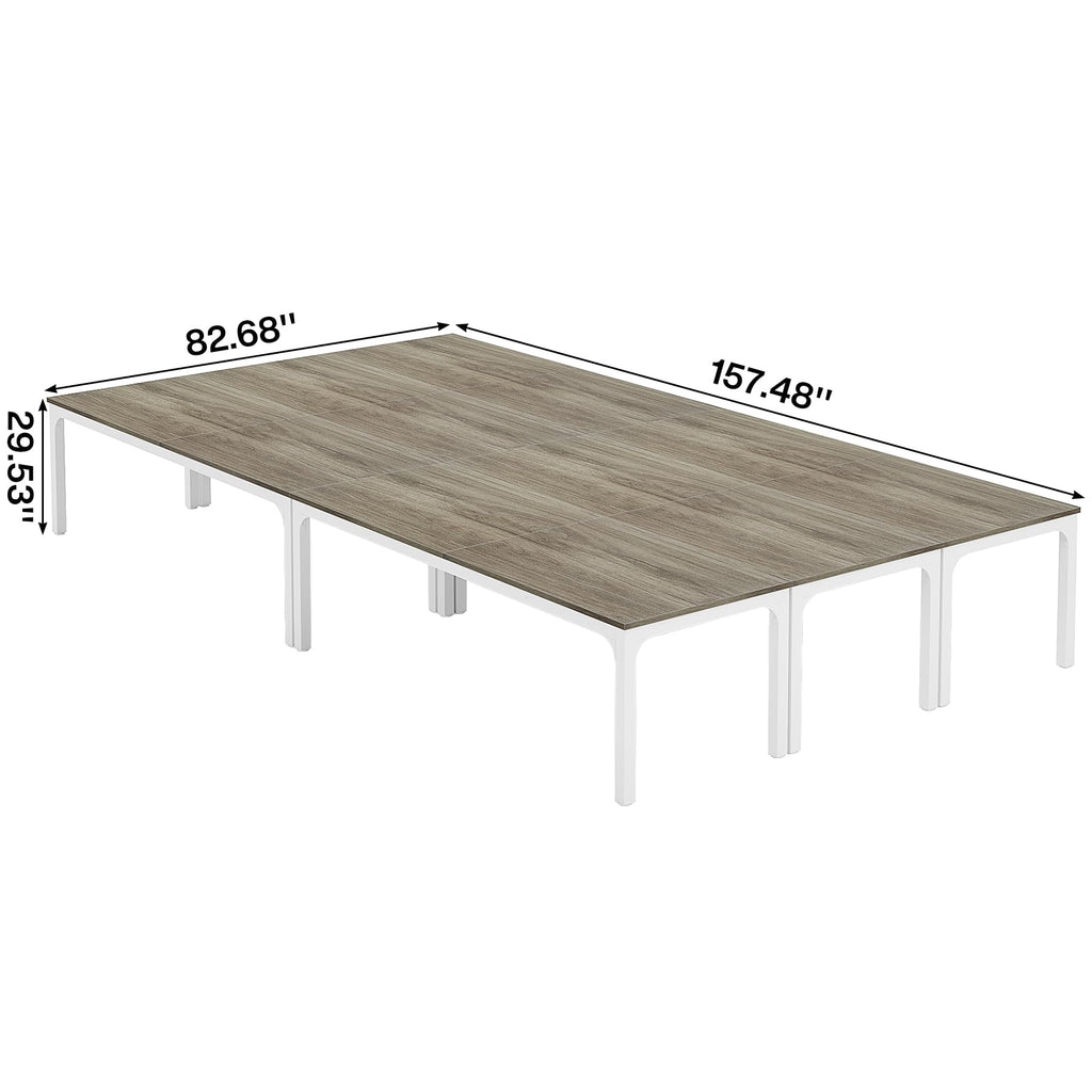 6.5 FT Conference Room Table, 78.74" W x 27.56" D Large Office Conference Table, Modern Seminar Meeting Table Desk for Boardroom, Meeting Room (6, Gray)