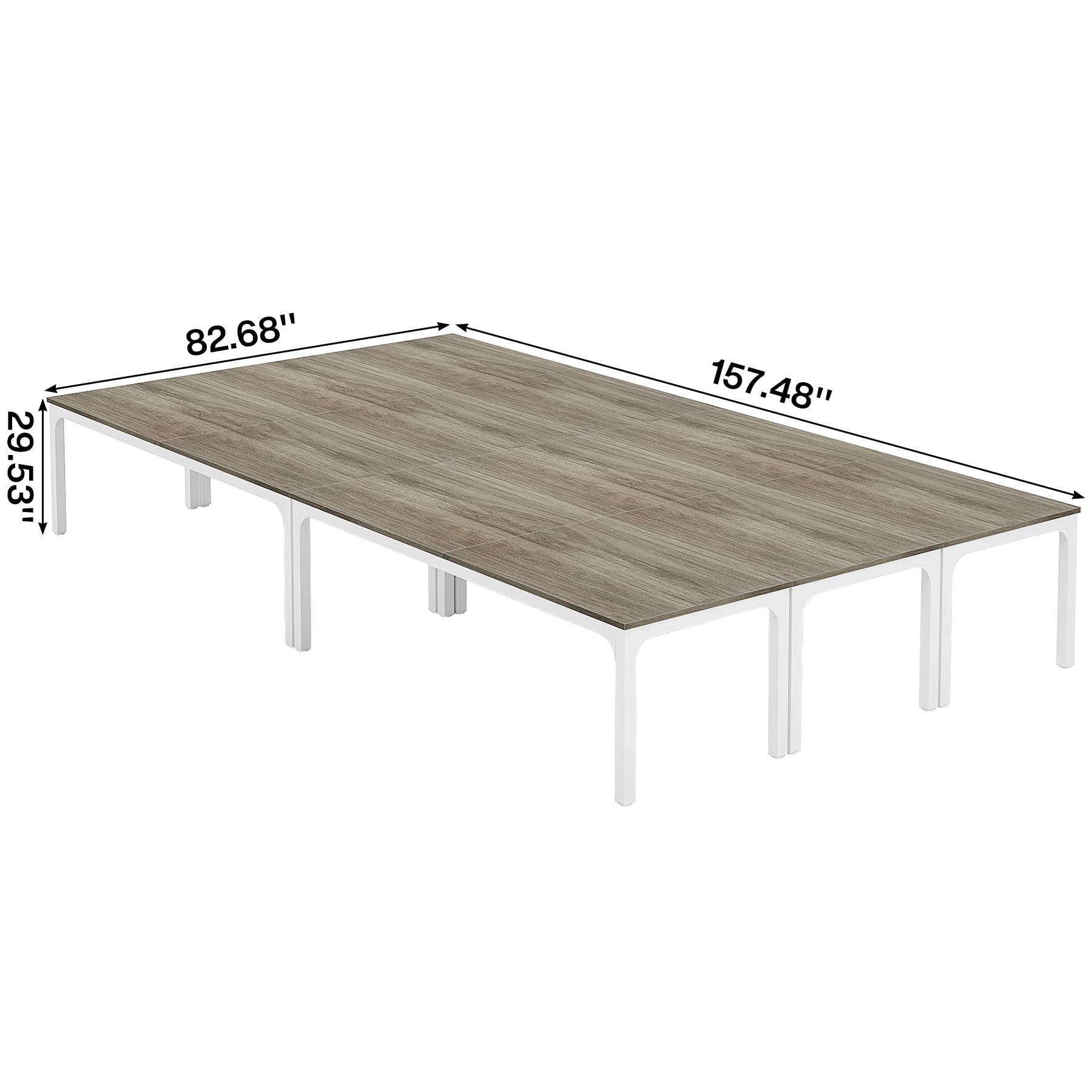6.5 FT Conference Room Table, 78.74" W x 27.56" D Large Office Conference Table, Modern Seminar Meeting Table Desk for Boardroom, Meeting Room (6, Gray)
