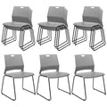 Set of 12, Stackable Guest Reception Chairs, Stacking Office Chair with Ergonomic Lumbar Support & Metal Legs, Plastic Desk Chairs for Conference School Church Waiting Meeting Break Room , Gray