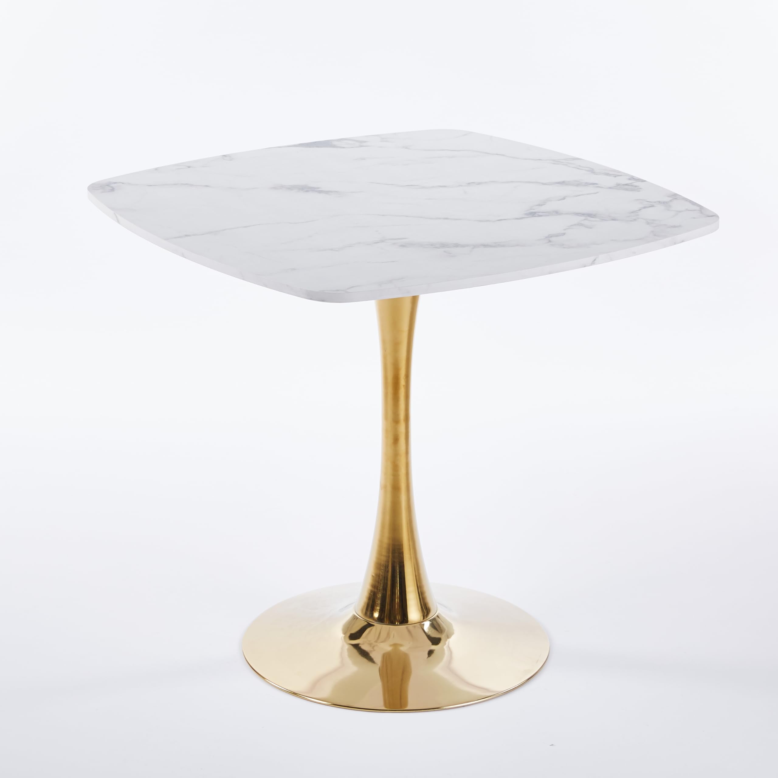 31.5" Square Tulip Dining Table, Mid-Century Tulip Table Kitchen Tulip Dining Table 2-4 People with MDF Table Top &Metal Base for Office Living Room