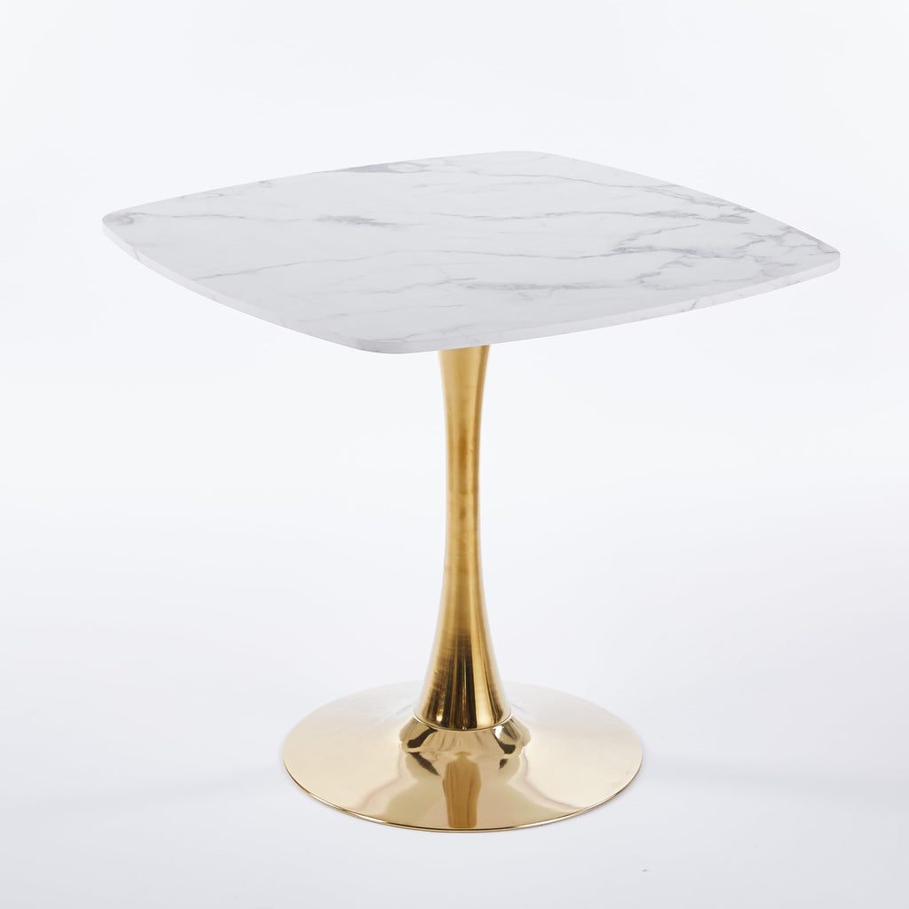 31.5" Square Tulip Dining Table, Mid-Century Tulip Table Kitchen Tulip Dining Table 2-4 People with MDF Table Top &Metal Base for Office Living Room