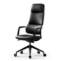 Genuine Leather Office Desk Chair, Ergonomic Leather Executive Office Chair, Upgraded Wood Grain Finish and S Curve Back with Solid Aluminum Frame, Luxury and Mordern
