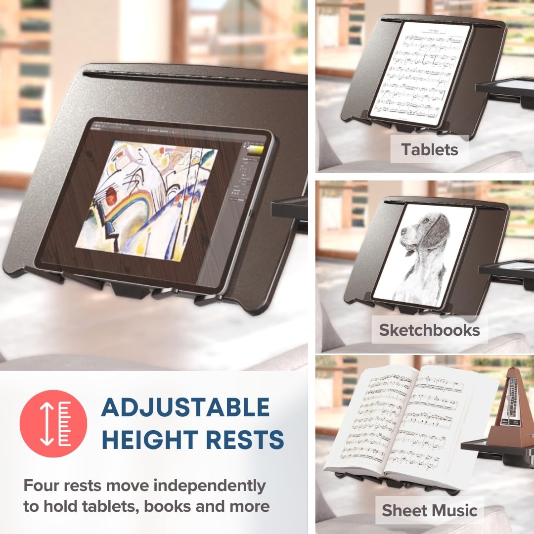 Deluxe Adjustable Laptop Stand – Rolling Computer Desk & Ergonomic Table for Bed, Sofa, or Office – Portable Mobile Workstation with Tilt – Fits Devices up to 16″ - Charcoal & Black