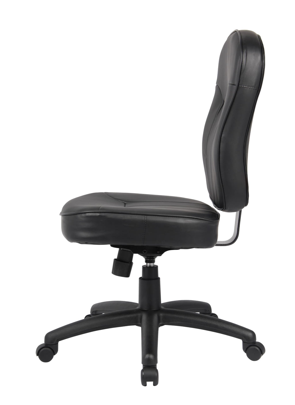 Leather Adjustable Task Chair Without Arms, Black