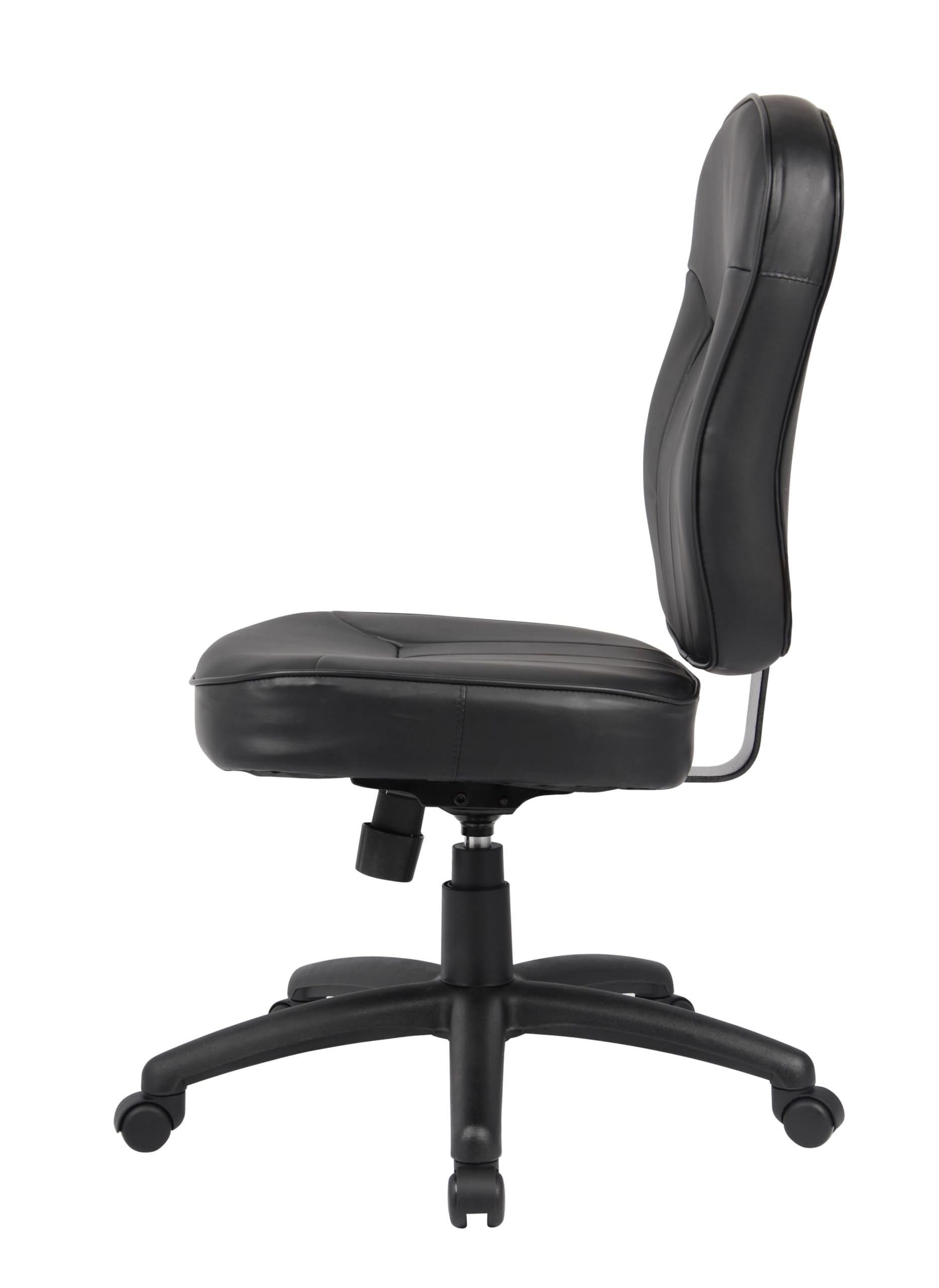 Leather Adjustable Task Chair Without Arms, Black