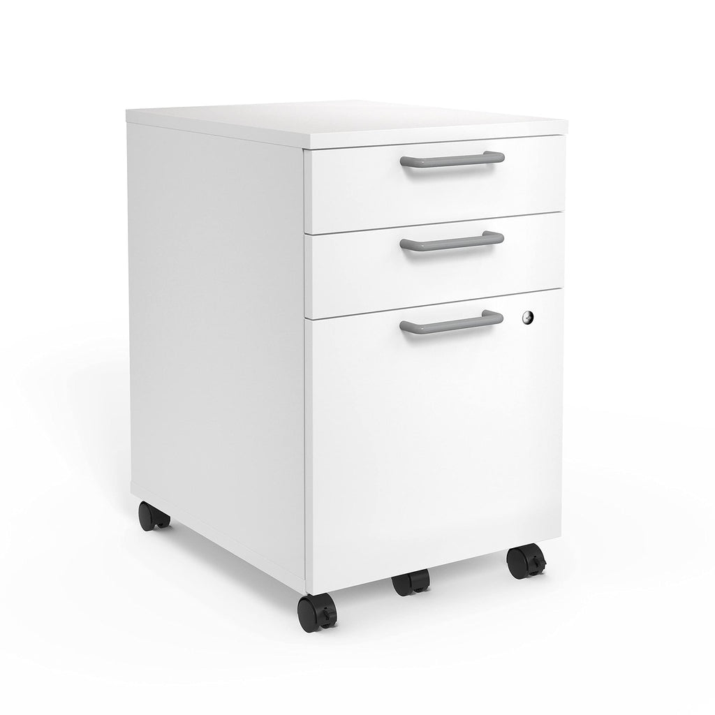( 2 pack) Mobile Pedestal File Cabinet, 3-Drawer, White, Wheels