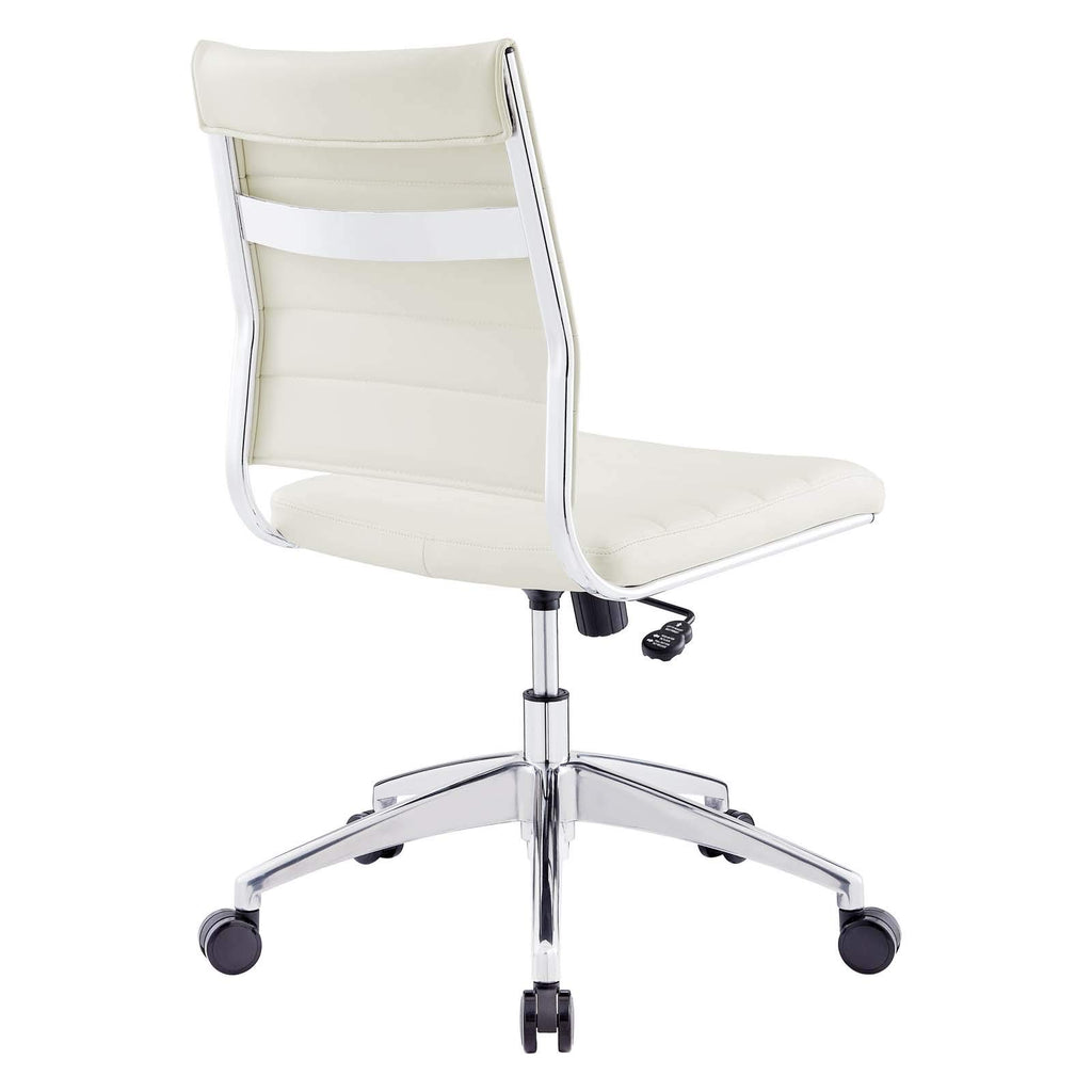 Ribbed Armless Mid Back Swivel Conference Chair In White