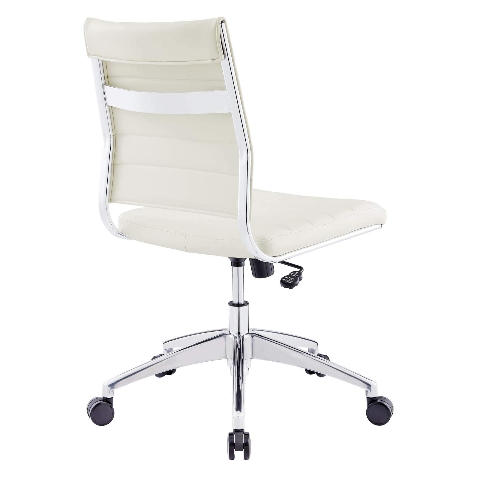 Ribbed Armless Mid Back Swivel Conference Chair In White
