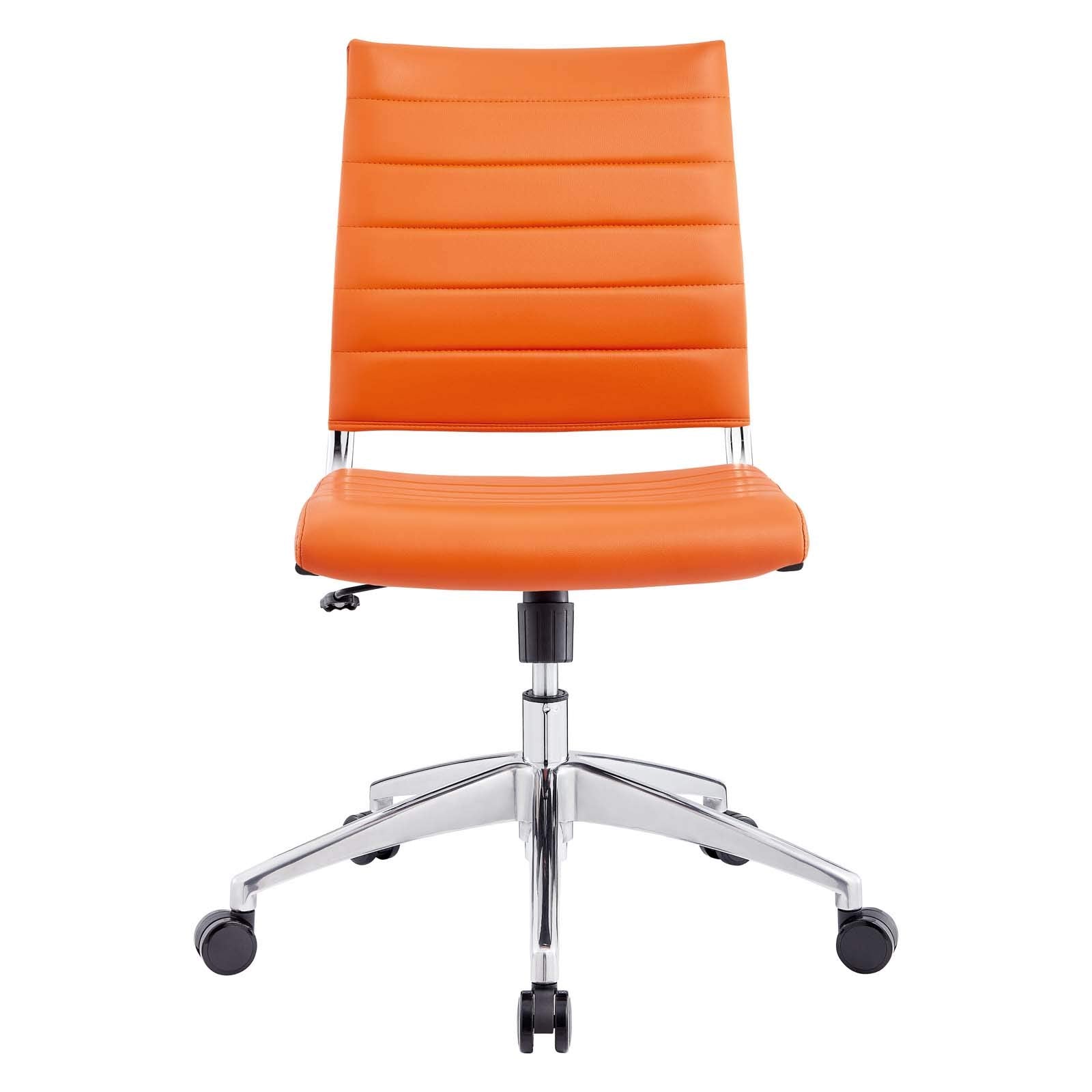 Ribbed Armless Mid Back Swivel Conference Chair In Orange