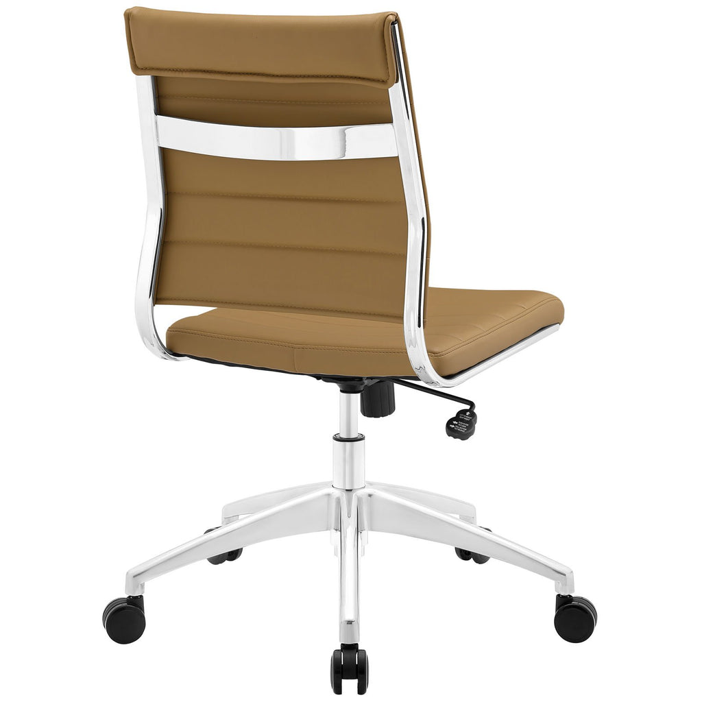 Ribbed Armless Mid Back Swivel Conference Chair In Tan