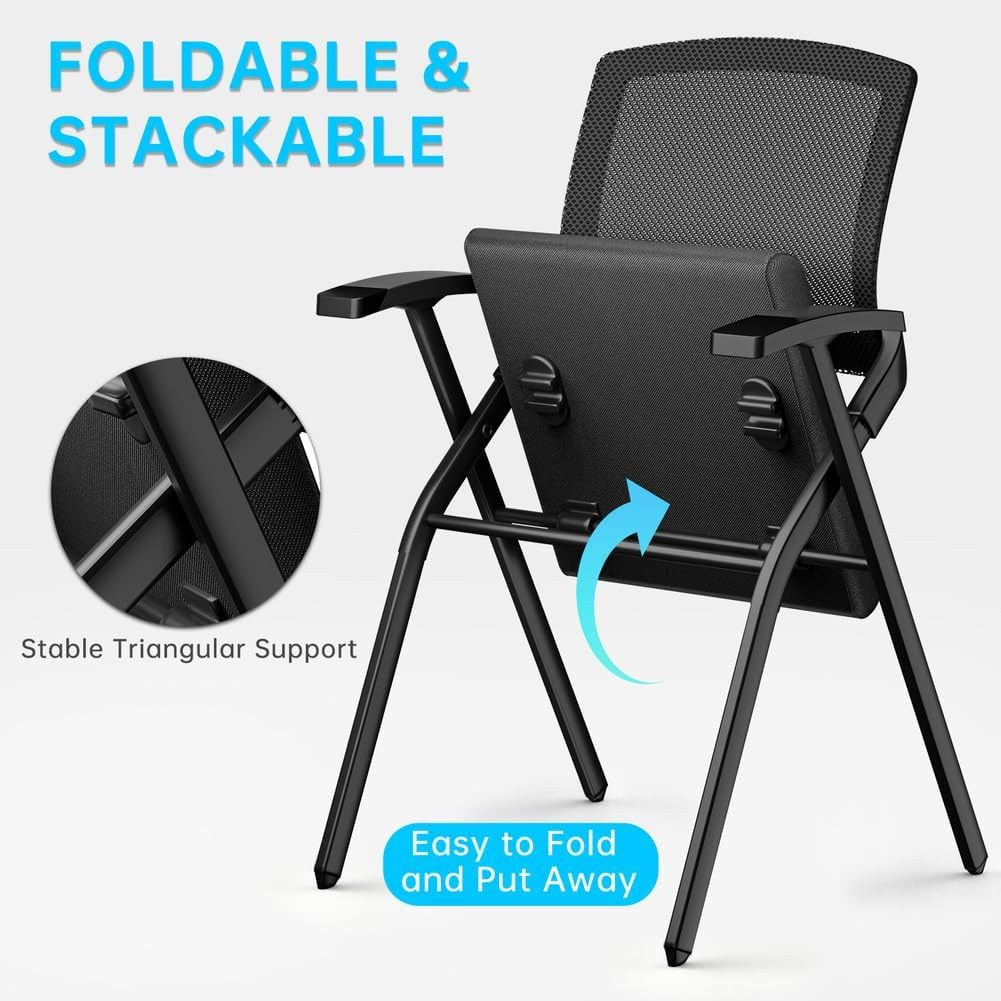 30 PK, Heavy Duty Folding Conference Chair with Arms - Breathable Mesh Back, Comfortable Padded Seat, Sturdy Steel Frame for Office, Meeting Room & Training Seminar,Classroom,Basic