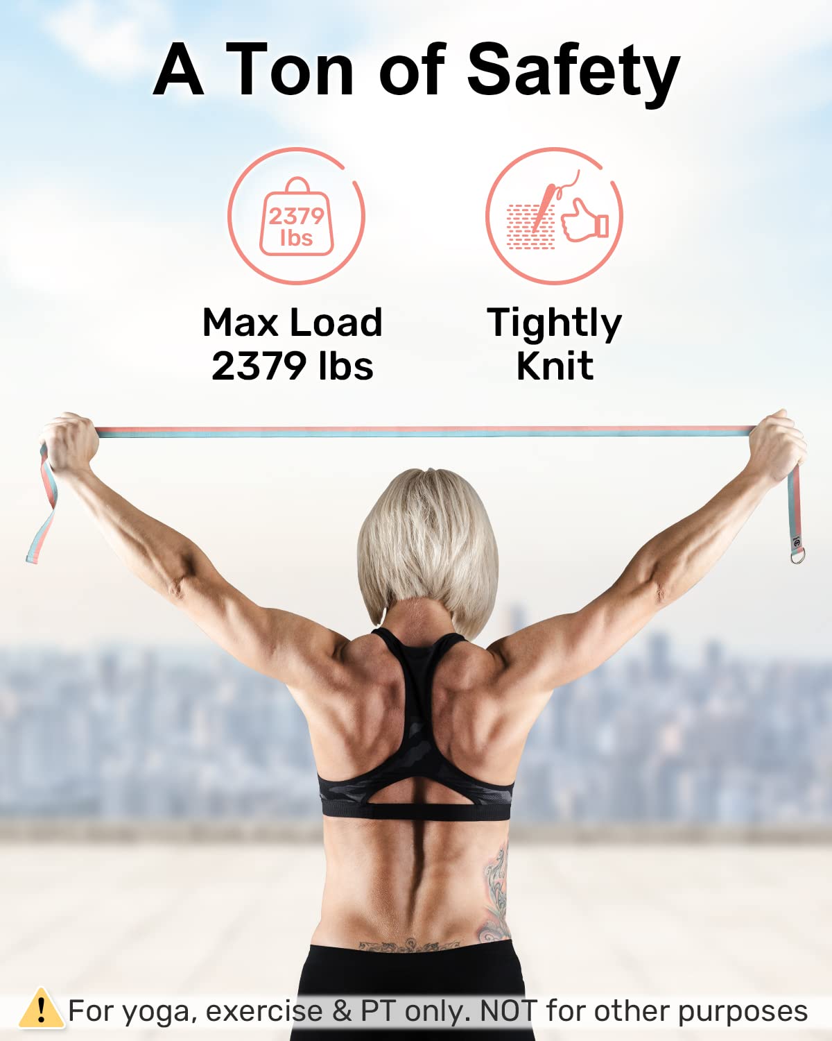 Yoga Strap for Stretching with Adjustable D-Ring, 6/8/10 ft