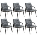 Office Guest Reception Chair Set of 6, Conference Room Chairs Waiting Room Chairs 6 Pack, Modern Leather Office Desk Chair No Wheels.