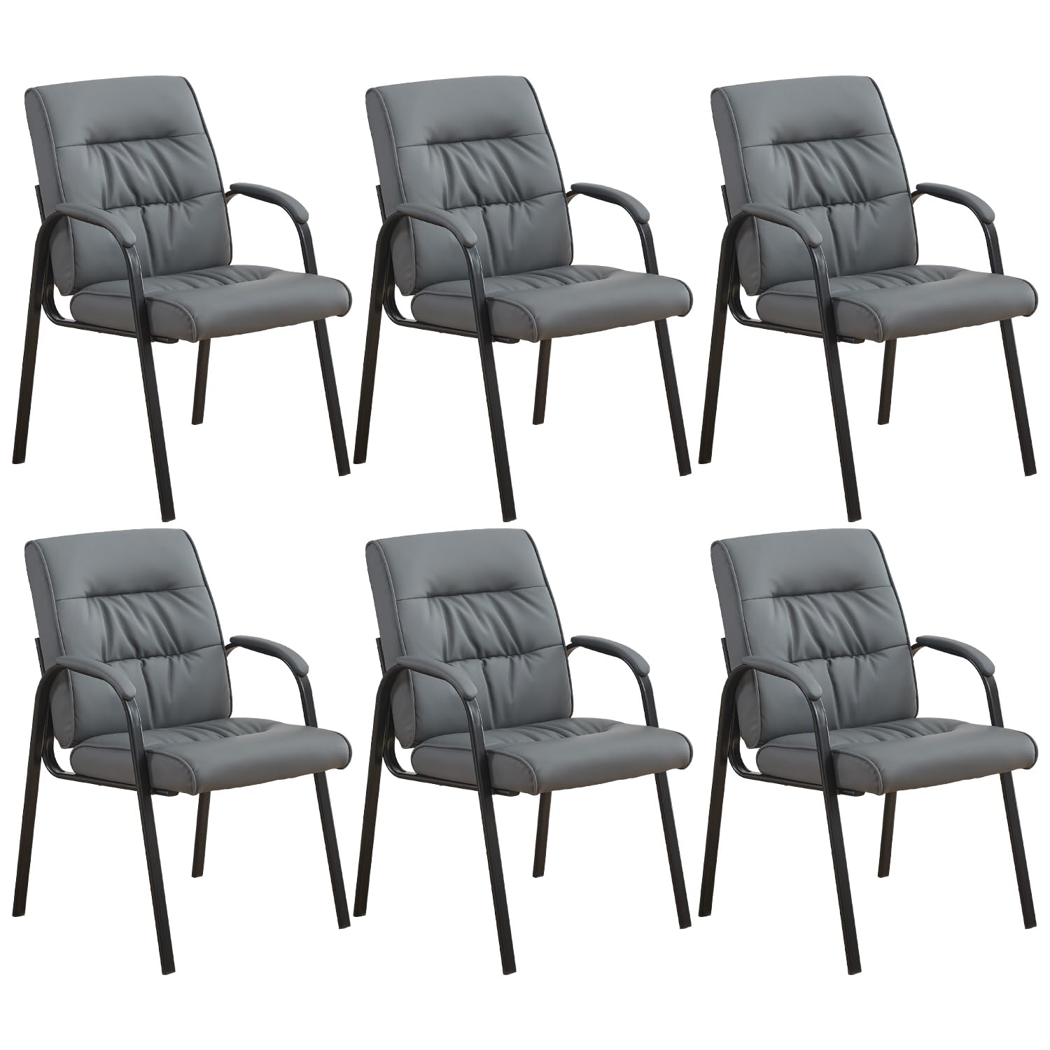 Office Guest Reception Chair Set of 6, Conference Room Chairs Waiting Room Chairs 6 Pack, Modern Leather Office Desk Chair No Wheels.