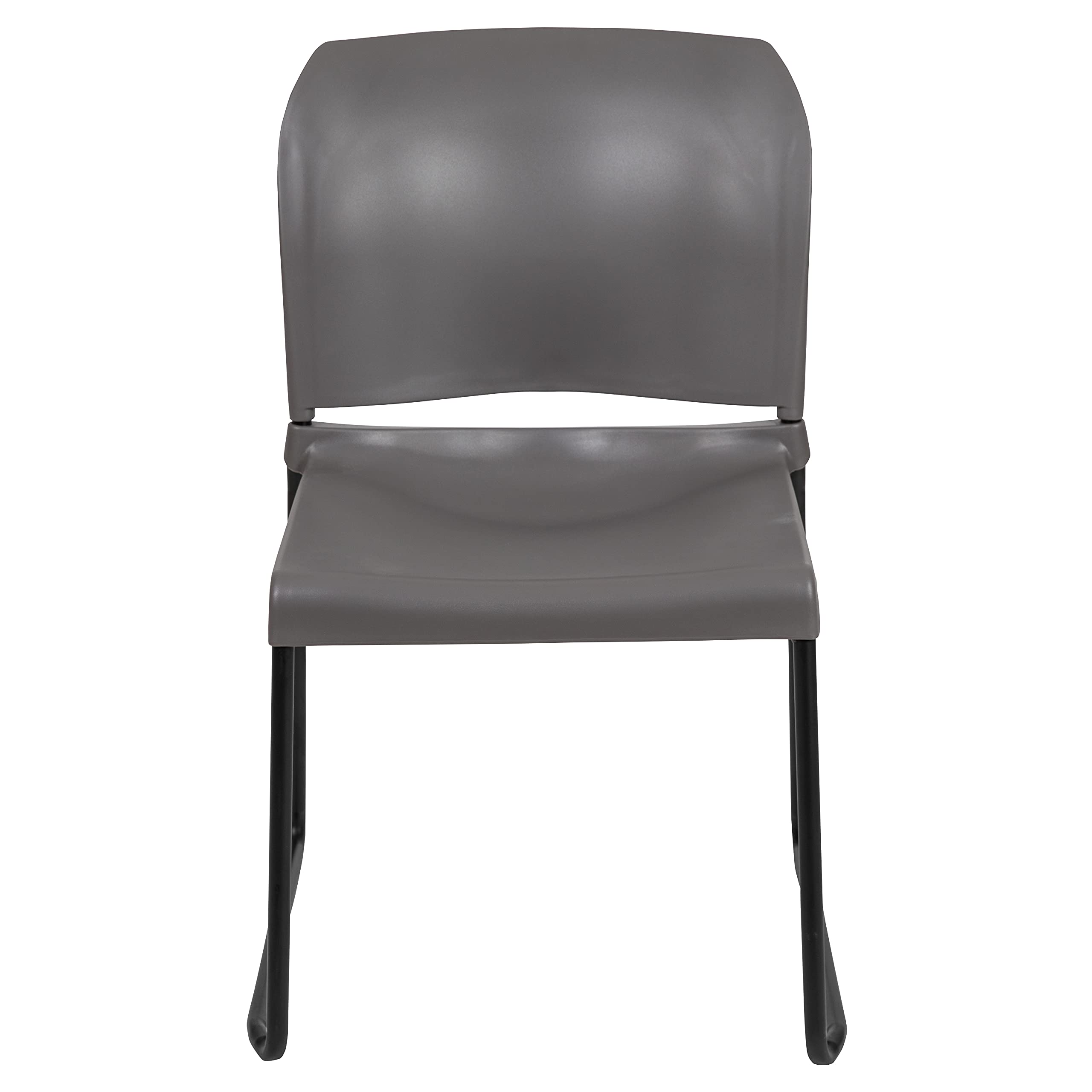 HERCULES Series 880 lb. Capacity Gray Full Back Contoured Stack Chair with Black Powder Coated Sled Base