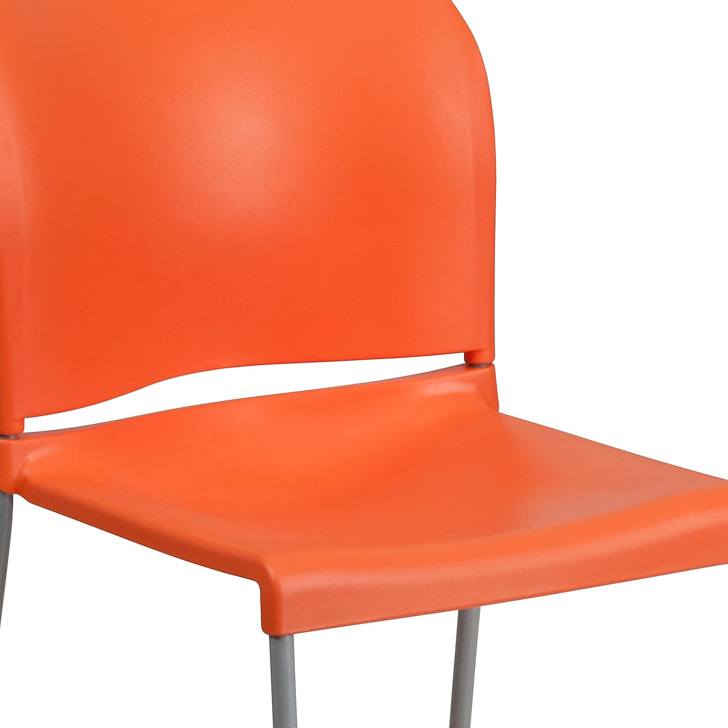 HERCULES Series 880 lb. Capacity Orange Full Back Contoured Stack Chair with Gray Powder Coated Sled Base