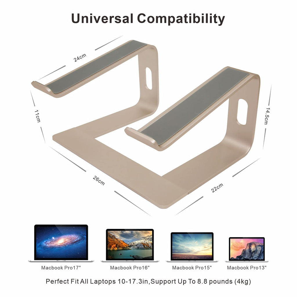 Laptop Stand, Ergonomic Aluminum Laptop Mount Computer Stand, Detachable Laptop Riser，Notebook Holder Stand All 10-17.3" Laptops（Gold）