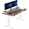 Electric 55 x 28 in Standing Desk, Memory Height Adjustment, 1B Series, Holds 220 lbs, One-Piece Rustic Vintage Brown Top, White Frame