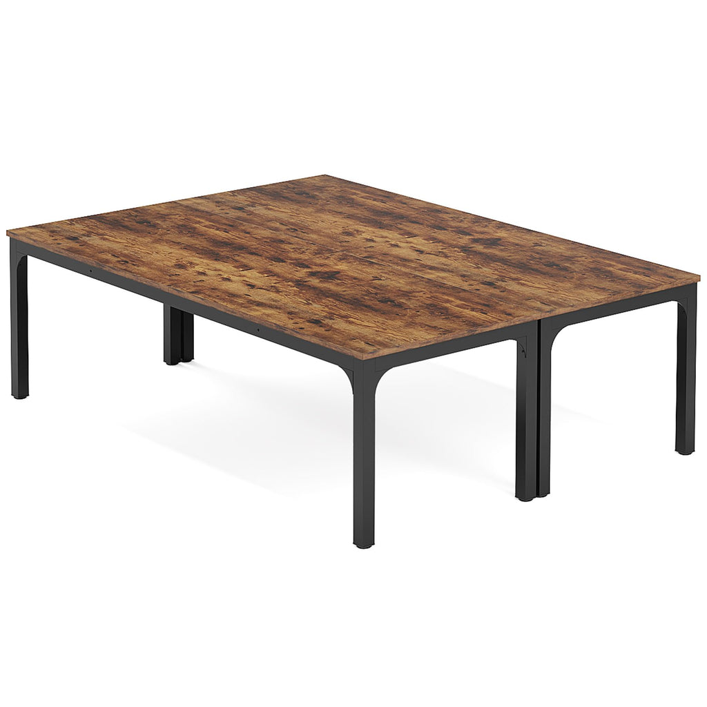6.5 FT Conference Room Table, 78.74" W x 27.56" D Large Office Conference Table, Modern Seminar Meeting Table Desk for Boardroom, Meeting Room (2, Rustic Brown)