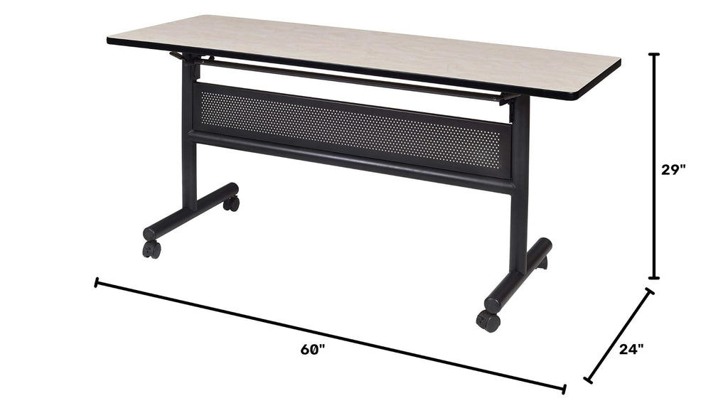 Kobe 60 x 24 in. Flip-Top Training Nesting Table with Modesty Panel- Maple