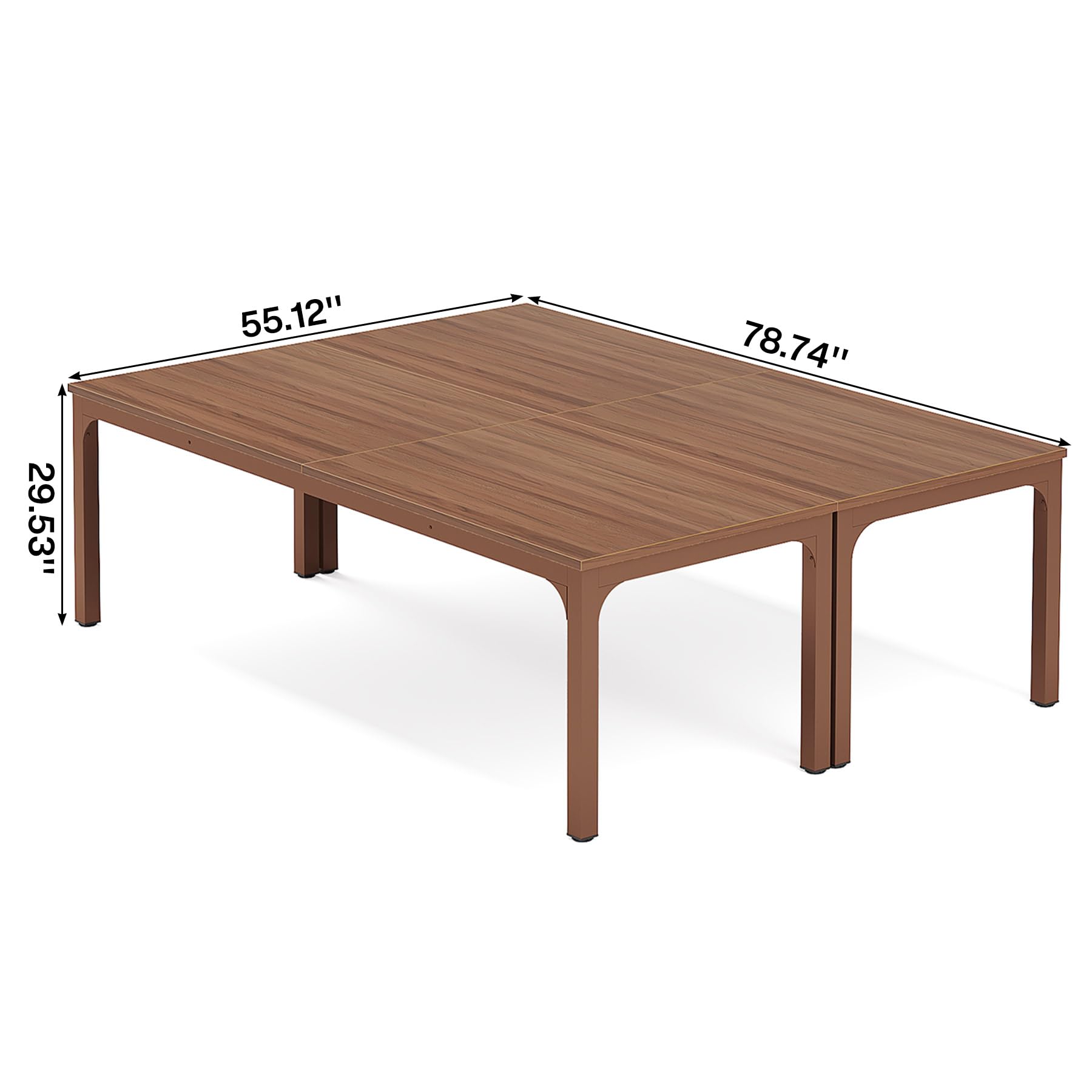 6.5 FT Conference Room Table, 78.74" W x 27.56" D Large Office Conference Table, Modern Seminar Meeting Table Desk for Boardroom, Meeting Room (2, Walnut)