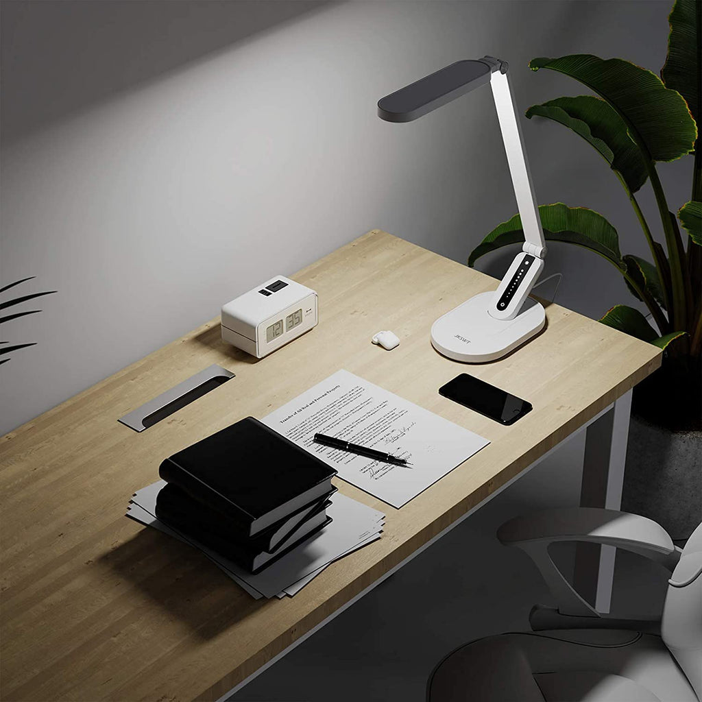 Desk Lamp, for Eye Care, Dimmable Table Lamp with 5 Colour Modes, 72 LEDs with USB Charging Port, Touch Control and Memory Function, Office Lamp