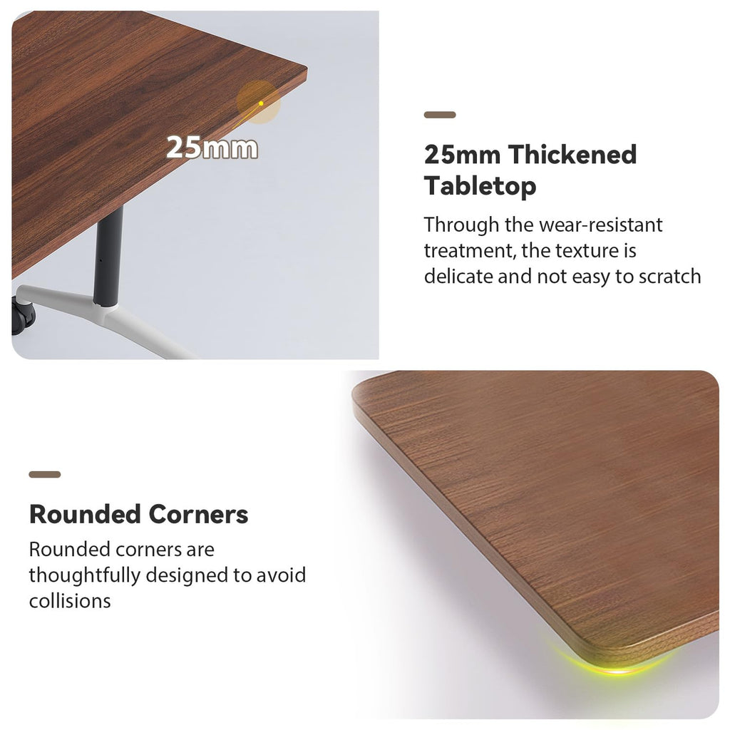 Conference Table,Folding Conference Room Tables with Wheels, 63” Modular Training Tables for Office/Classroom/Meeting, Lockable 360° Silent Wheels＆Space Saving Stackable, Walnut Finish, 6 Pack