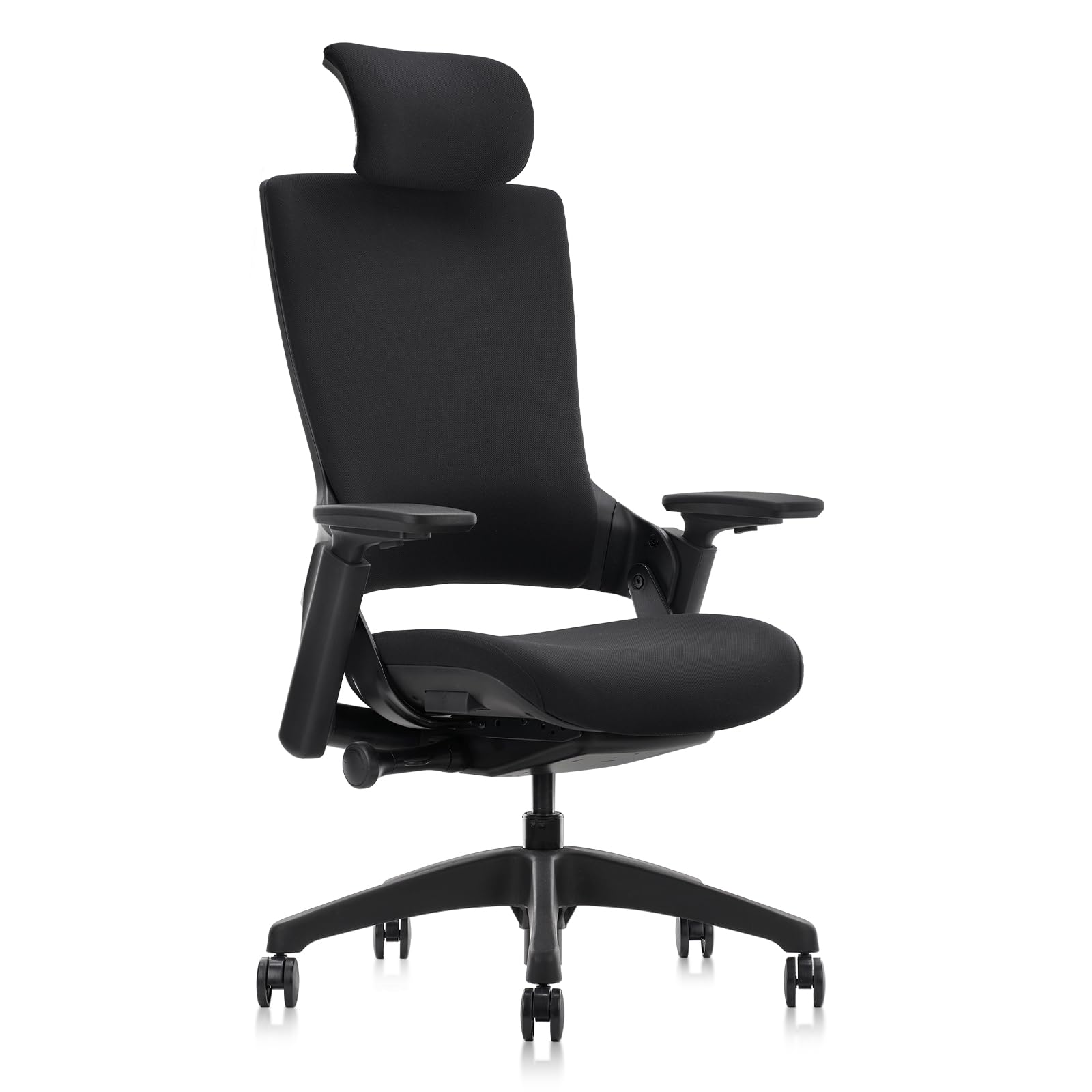 Ergonomic High Swivel Executive Chair with Adjustable Height Head 3D Arm Rest Lumbar Support and Upholstered Back for Home Office Black