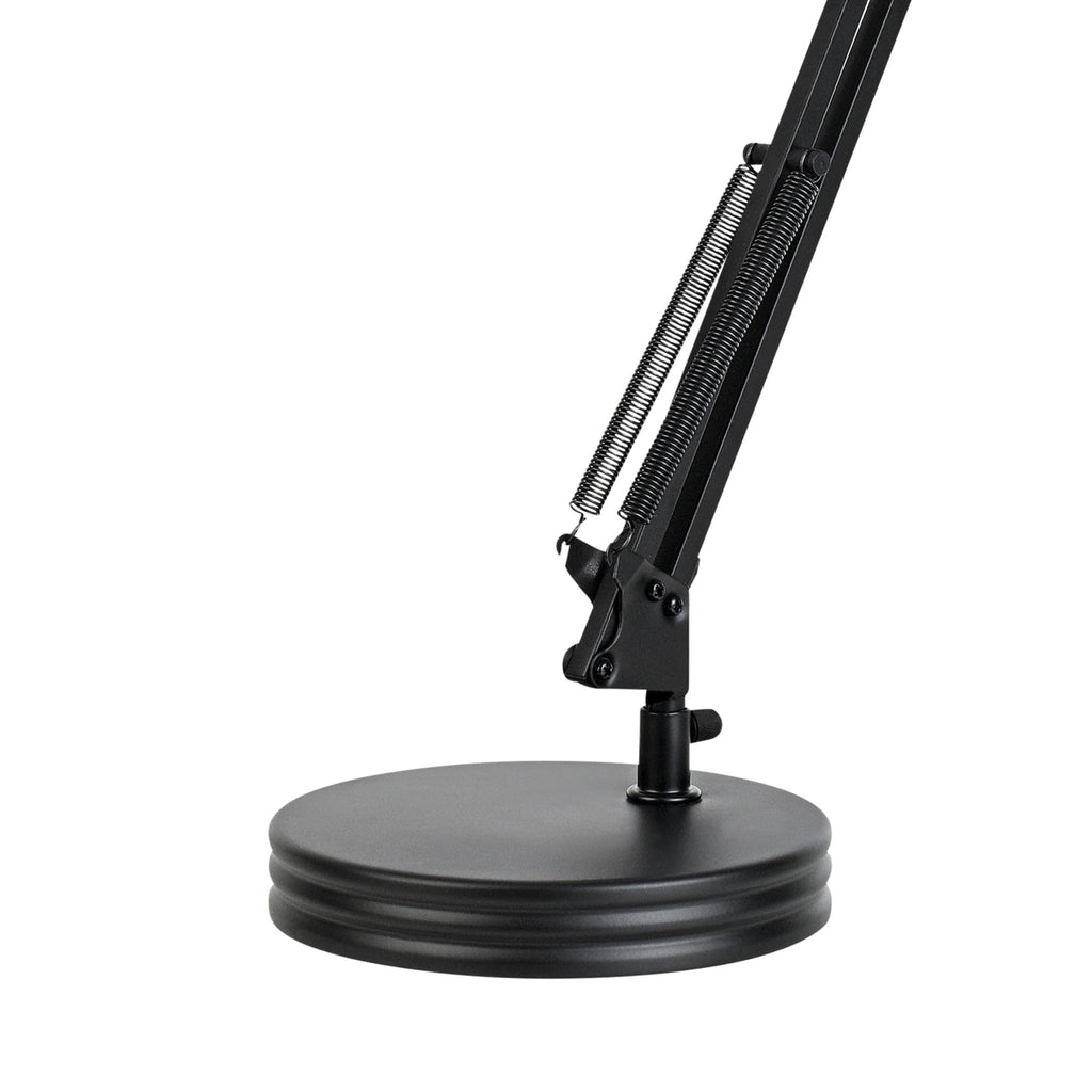 28" Heavy Base Top Moving Spring Balanced Swing Arm Desk Lamp, Black, On/Off Rotary Switch on Shade, Office Decor, Reading Light, Home Essentials, Room Lighting