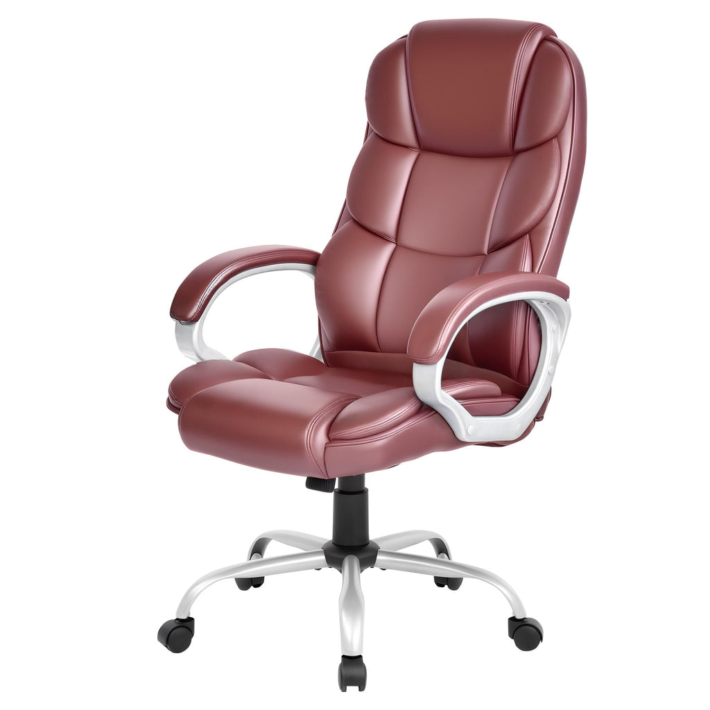Office Chair Computer High Back Adjustable Ergonomic Desk Chair Executive PU Leather Swivel Task Chair with Armrests Lumbar Support (Dark Brown)