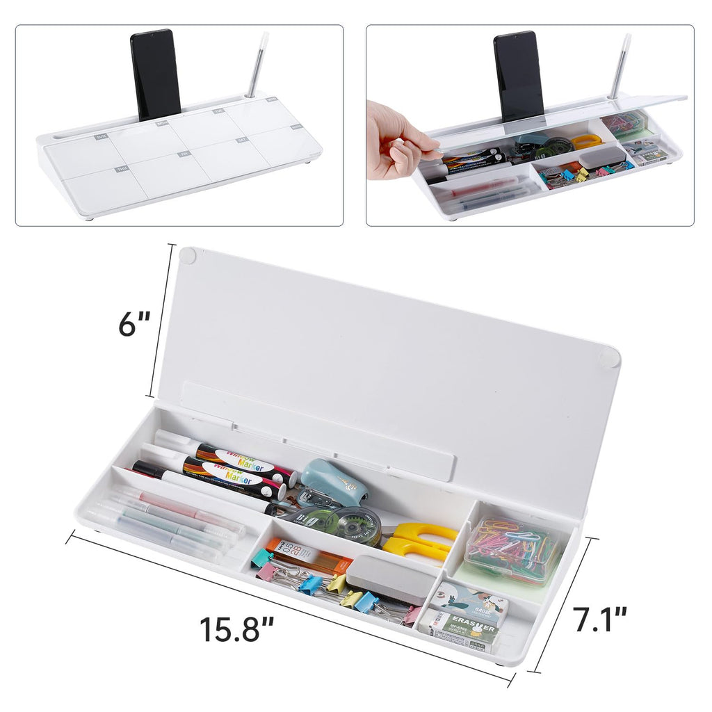 Desktop Whiteboard Dry-Erase-Board - Computer Keyboard Stand White Board Surface Pad with Drawer, Desk Organizers with Accessories for Office, Home, School Supplies