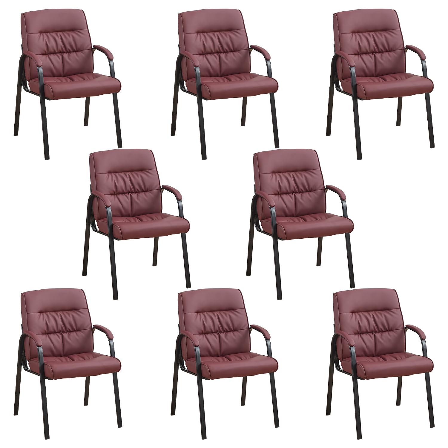 Office Guest Reception Chair Set of 8, Conference Room Chairs Waiting Room Chairs 8 Pack, Modern Leather Office Desk Chair No Wheels.