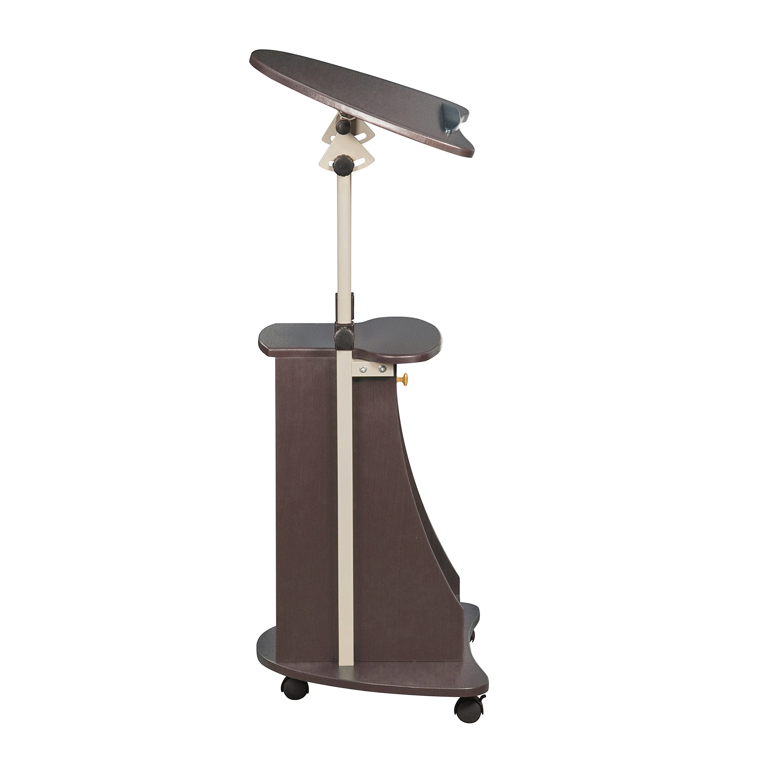 Sit-to-Stand Rolling Adjustable Storage Medical Laptop Computer Cart, Chocolate, B005