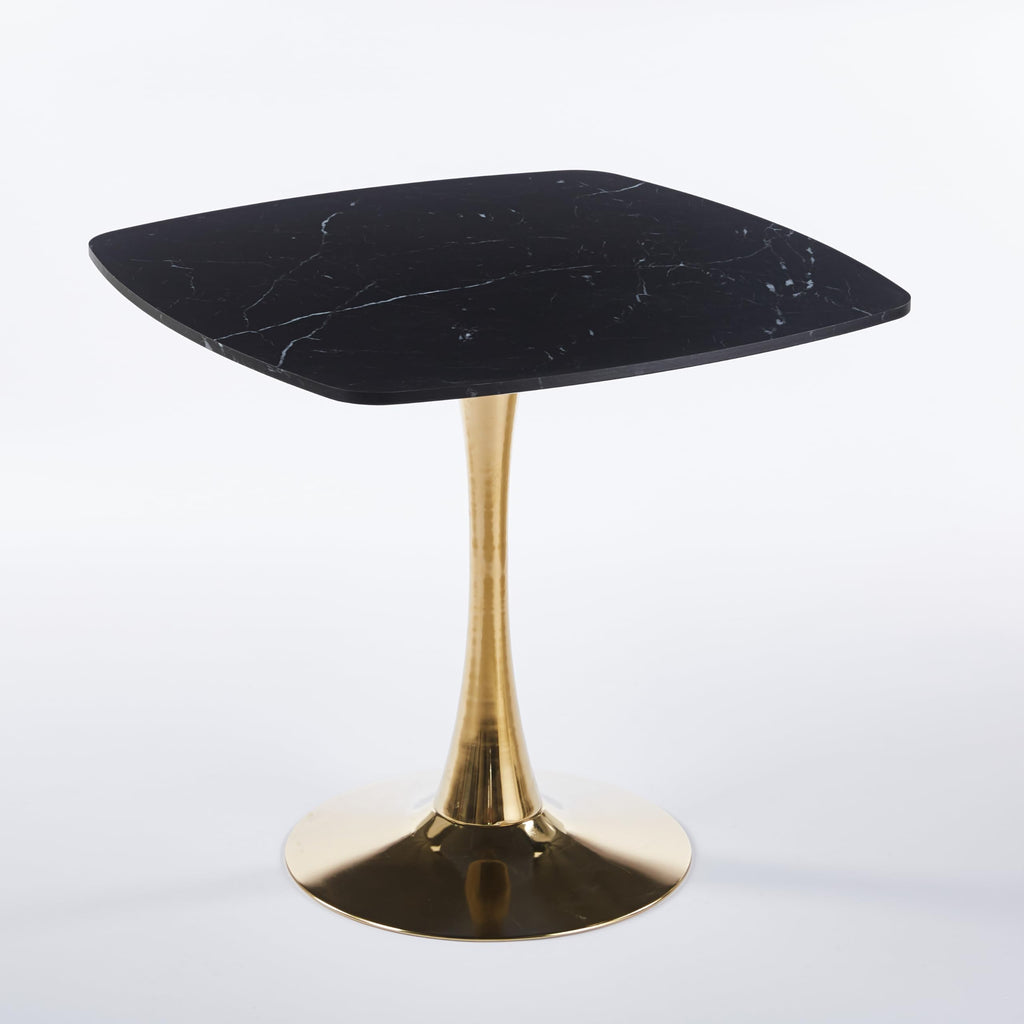31.5" Square Tulip Dining Table, Mid-Century Tulip Table Kitchen Tulip Dining Table 2-4 People with MDF Table Top &Metal Base for Office Living Room