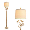 63" Farmhouse Floor Lamp for Living Room Bedroom with Iron Bird Leaf