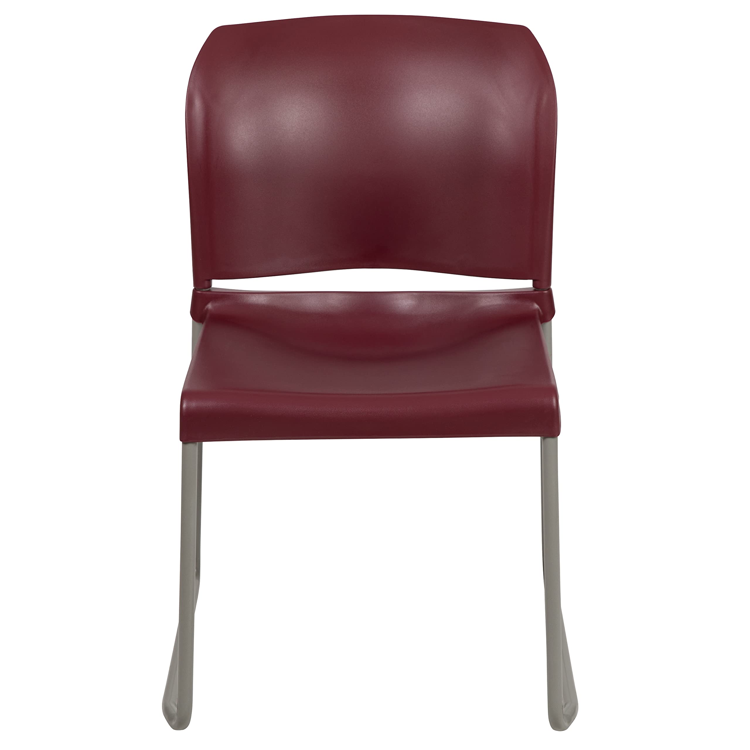 HERCULES Series 880 lb. Capacity Burgundy Full Back Contoured Stack Chair with Gray Powder Coated Sled Base