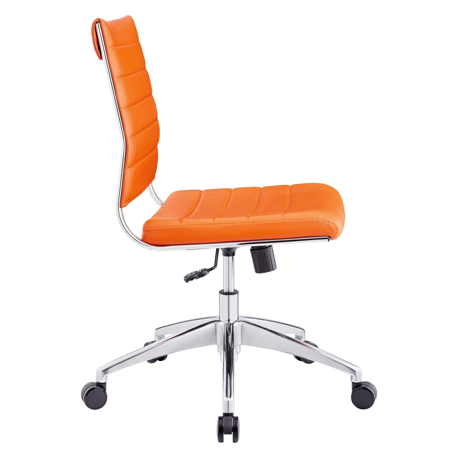 Ribbed Armless Mid Back Swivel Conference Chair In Orange