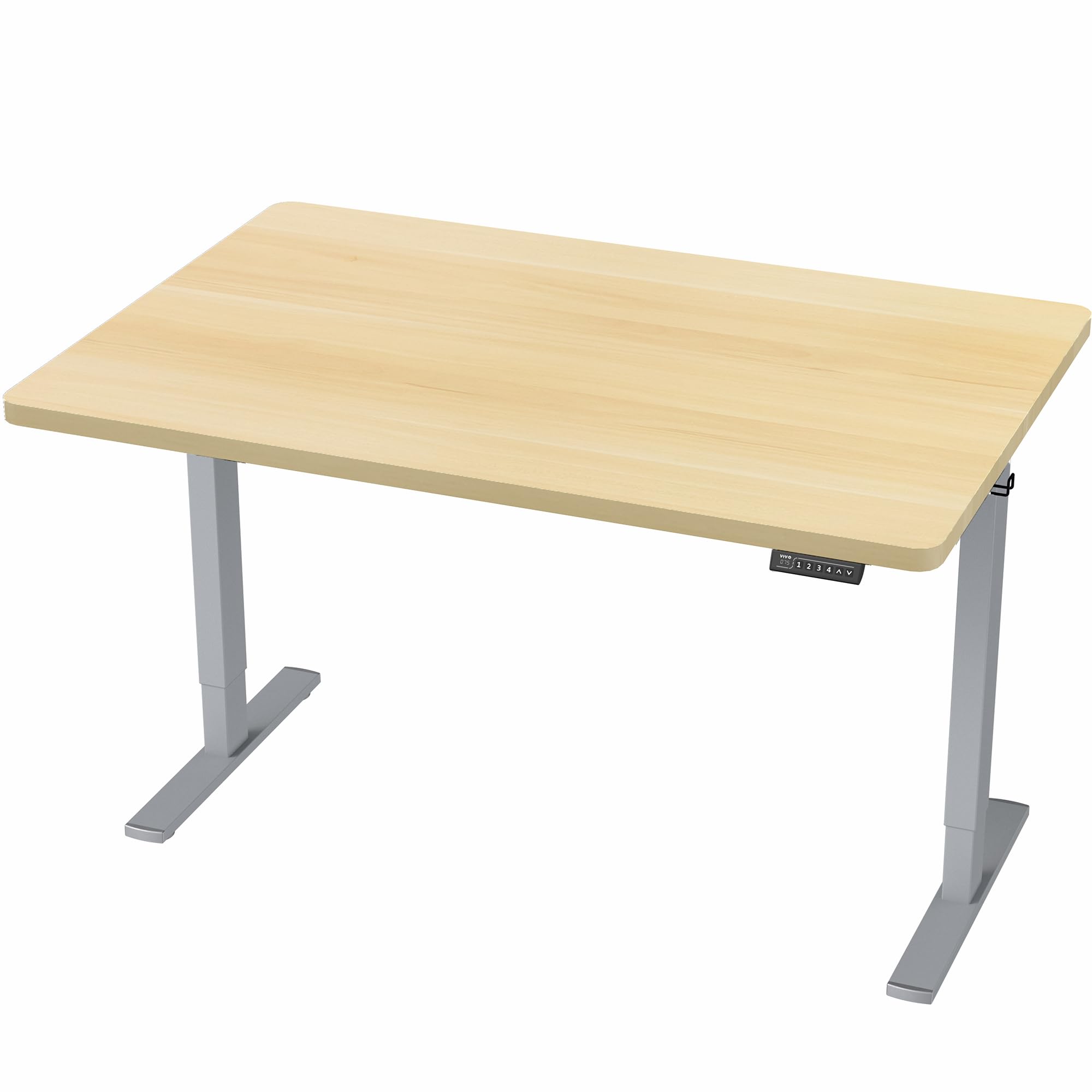 Electric 48 x 30 in Standing Desk, Memory Height Adjustment, 1B Series, Holds 220 lbs, One-Piece Light Wood Top, Gray Frame