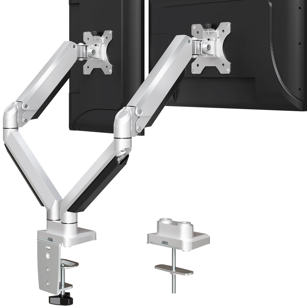 Dual Monitor Desk Mount, Die-Cast Aluminum Fully Adjustable Double Monitor Arm, Computer Monitor Stand Fits 2 Screen 17 to 32 inch - Each Arm Holds 4.4-19.8LBS