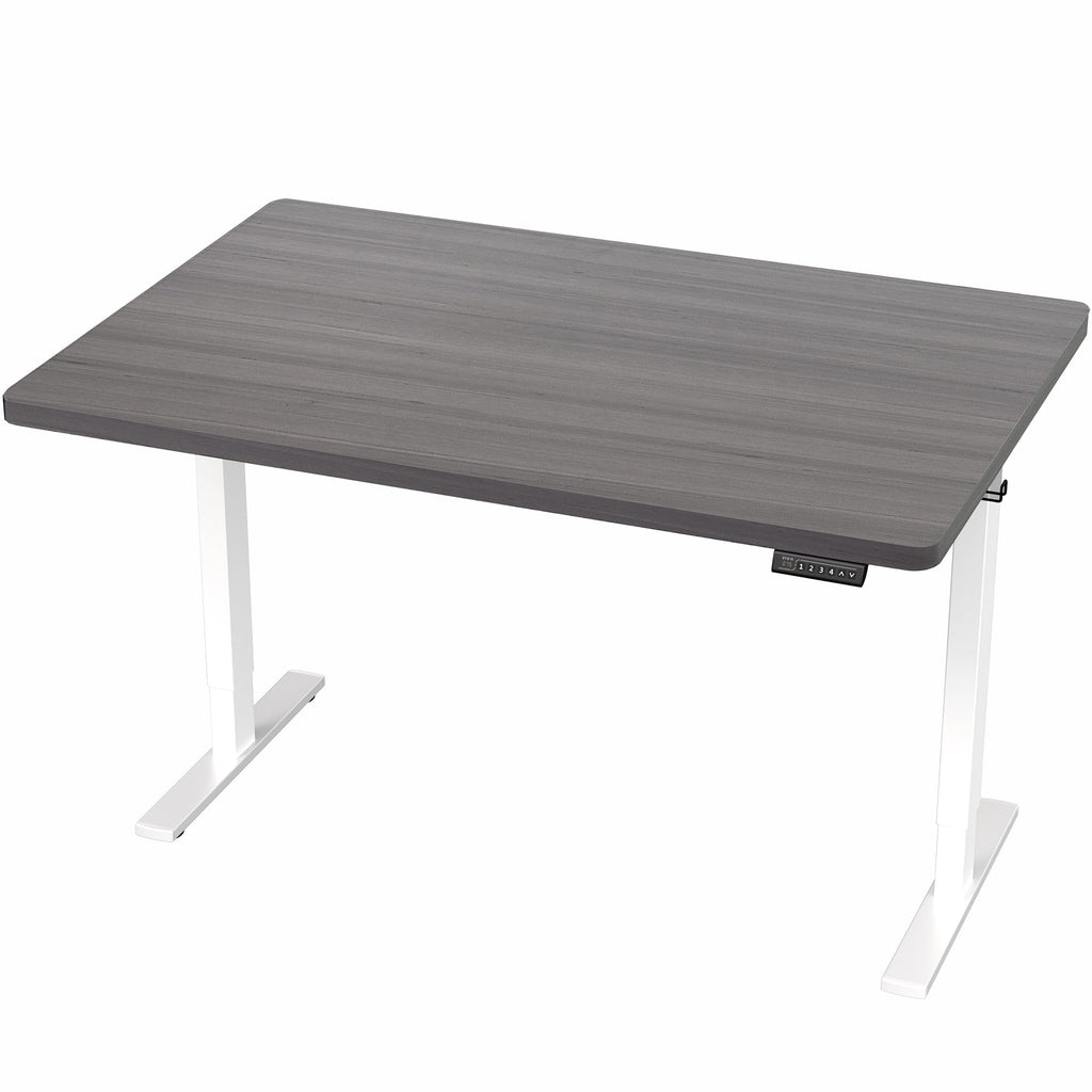 Electric 48 x 30 in Standing Desk, Memory Height Adjustment, 1B Series, Holds 220 lbs, One-Piece Dark Gray Top, White Frame