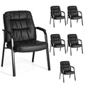 Waiting Room Guest Chair Set of 6, 500lbs PU Leather Ergonomic Office Desk Reception Chair No Wheels with Padded Armrest for Conference Lobby Medical Waiting Area Bedroom, Black
