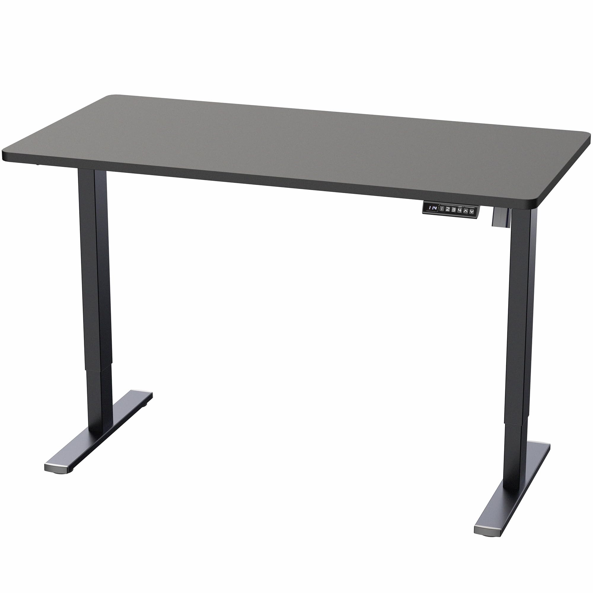 Electric 55 x 28 in Standing Desk, Memory Height Adjustment, 1B Series, Holds 220 lbs, One-Piece Black Top, Black Frame
