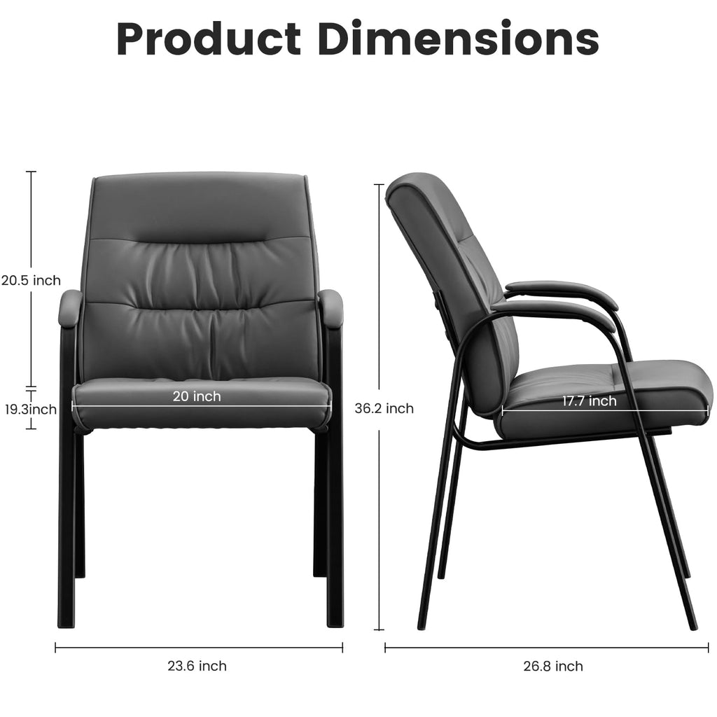 Office Guest Reception Chair Set of 4, Conference Room Chairs Waiting Room Chairs 4 Pack, Modern Leather Office Desk Chair No Wheels.