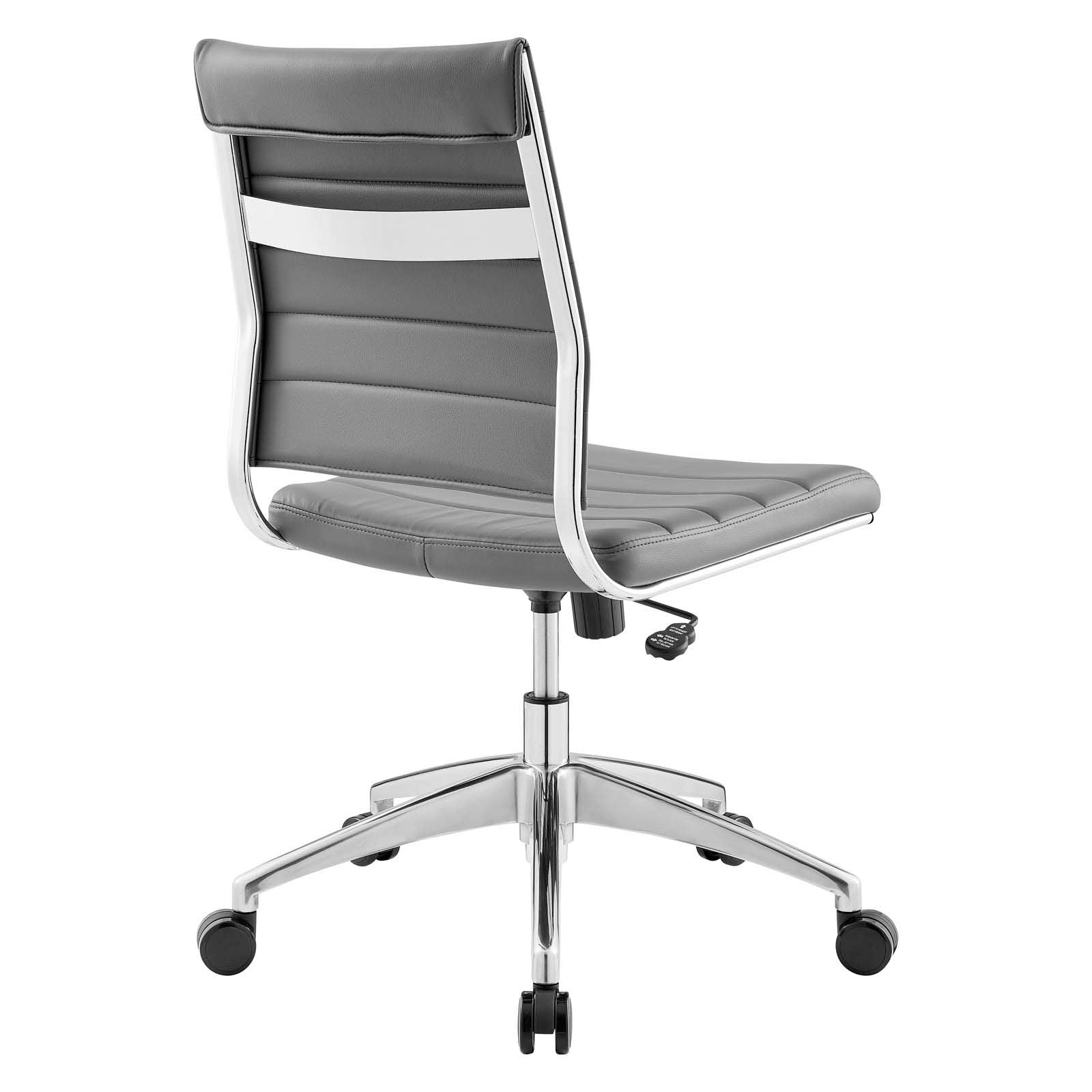 Ribbed Armless Mid Back Swivel Conference Chair In Gray