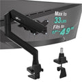 Heavy Duty Single Monitor Arm for 17-49 Inch Flat Curved Ultrawide Screens, up to 33 Lbs, Adjustable Single Monitor Desk Mount for Home Office Gaming, VESA 75/100mm (GSM001XLN), Black