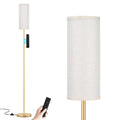 64'' Floor Lamps for Living Room with Remote Control and Stepless Dimmable Colors Temperature & Brightness, 9W Bulb Included(Beige Lampshade & Gold Pole)