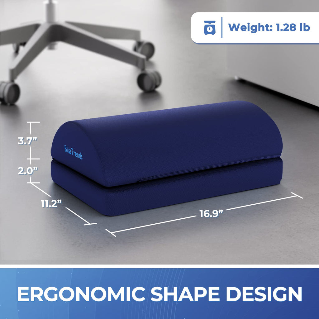 Foot Rest for Under Desk at Work - Versatile Foot Stool with Washable Cover - Comfortable Footrest with 2 Adjustable Heights for Car, Home and Office to Relieve Back,Lumbar,Knee Pain-Blue