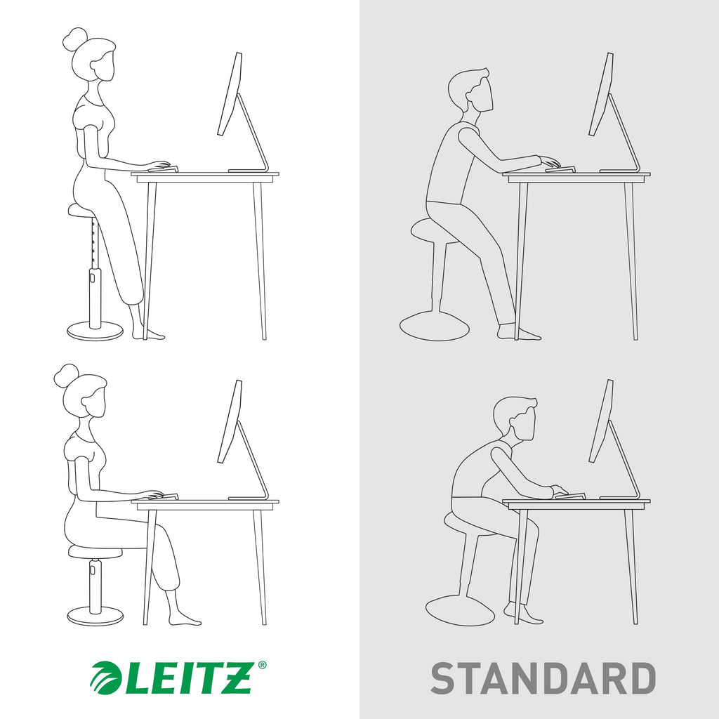 Sit Stand Stool, Ergonomic Height Adjustable 46cm to 79cm Wobble Stool, Round Swivel Office Desk Chair/Stool, Ergo Cosy Range, Velvet Grey